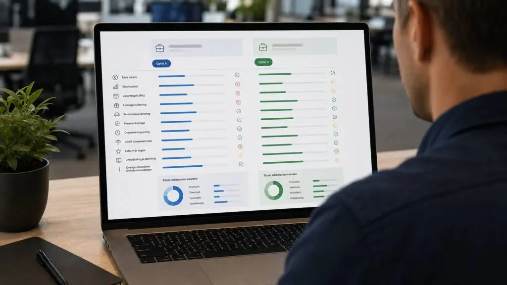 Vergelijking van salaris, pensioen, reiskosten en andere arbeidsvoorwaarden bij detachering